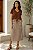 Conjunto De Saia Maxi Midi Listrado De Marrom E Off White Em Moletinho - 9984135 - Imagem 1