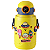 Garrafa Garrafinha de Água Infantil 500 ml Amarelo Térmica C/ Alça Canudo Adesivos Livre BPA - Imagem 1
