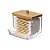 Organizador Porta Cotonete Acrílico Retangular Tampa Bambo F0024/CB3344 - Imagem 1