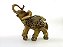 Estátua Elefante Flor Nas Costas Marrom e Dourado Gesso 30 cm - Imagem 1