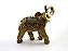 Estátua Elefante Flor Nas Costas Marrom e Dourado Gesso 30 cm - Imagem 3