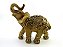Estátua Elefante Flor Nas Costas Marrom e Dourado Gesso 23 cm - Imagem 1