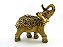 Estátua Elefante Flor Nas Costas Marrom e Dourado Gesso 23 cm - Imagem 3