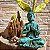 Estátua Buda Dharmachakra Mudra cor Azul Tiffany Resina 13 cm - Imagem 5