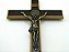 Crucifixo de Parede Madeira Escura e Metal 34 cm - Imagem 2