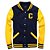 Jaqueta College Americana Blue Yellow Letra C Bordada - Imagem 1