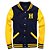 Jaqueta College Americana Blue Yellow Letra H Bordada - Imagem 1