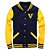 Jaqueta College Americana Blue Yellow Letra V Bordada - Imagem 1