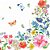 Guardanapo Decoupage Floral Borboletas Coloridas 33x33cm com 20 Unidades - Imagem 1