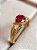 Anel Tulipa- ouro amarelo 18k e rubi - Imagem 1