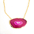 Colar Chapa de Pedra Ágata Rosa com Dourado - CL305A - Imagem 1