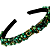 Tiara de Luxo Fina Bordada Preta com Tons de Verde T424 - Imagem 2