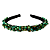 Tiara de Luxo Fina Bordada Preta com Tons de Verde T424 - Imagem 1