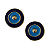Brinco Redondo Medalha Resinada Azul Bic e Azul Claro BM1877 - Imagem 1