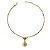 Colar Dourado Medalha Resinada Branca com Pedra Opal CL612 - Imagem 2