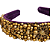 Tiara de Luxo Larga Roxa com Pedrarias e Pingentes Dourado T441 - Imagem 2
