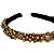 Tiara de Luxo Fina Preta Dourada com Marrom Perolado T445 - Imagem 2