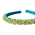 Tiara de Luxo Bordada Fina Turquesa com Cristais Candy T448 - Imagem 2