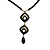 Colar de Cristais Preto com Pingentes Dourados com Strass CL781 - Imagem 3