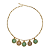Colar Dourado com Pingentes de Resina Verde Menta e Rosê CL782 - Imagem 1