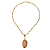Colar 2 em 1 Dourado com Pingente de Resina Rosê CL784 - Imagem 1