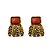 Brinco Médio Dourado com Pedra Rosê Escuro Feminino Elegante BG2112 - Imagem 1