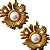 Brinco Médio de Aço Dourado de Flor com Pérolas - Imagem 3