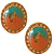 Brinco Pequeno Oval Resinado Verde e Laranja - Imagem 3