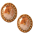 Brinco Pequeno Oval Resinado Rosa Claro, Laranja e Dourado - Imagem 3