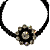 Pulseira Ajustável de Macramê Preto com Pingente Flor de Strass Branco e Preto 856P - Imagem 2