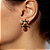 Brinco Pequeno Flor com Gota Marrom Perolado e Strass Hematite Feminino - Imagem 2