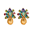 Brinco Pequeno Flor com Gota Colorido Candy em Strass Delicado Feminino - Imagem 1