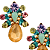 Brinco Pequeno Flor com Gota Colorido Candy em Strass Delicado Feminino - Imagem 3