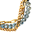 Pulseira Cristais Azul Cobalto Tripla com Correntes Douradas Feminina - Imagem 3