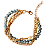 Pulseira Cristais Azul Cobalto Tripla com Correntes Douradas Feminina - Imagem 1