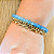 Pulseira Cristais Azul Cobalto Tripla com Correntes Douradas Feminina - Imagem 2