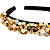 Tiara Fina de Luxo Bordada Veludo Preta Dourado Fosco com Pérolas e  White Opal Feminina - Imagem 4