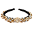 Tiara Fina de Luxo Bordada Veludo Preta Dourado Fosco com Pérolas e  White Opal Feminina - Imagem 1