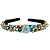 Tiara Bordada de Luxo Fina Feminina com Pedrarias Azul e Dourado T477 - Imagem 1