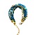 Pulseira 5 Voltas com Cristais Verde e Tons de Azul E Corrente Dourada  883P - Imagem 1
