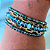 Pulseira 5 Voltas com Cristais Verde e Tons de Azul E Corrente Dourada  883P - Imagem 2
