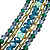 Pulseira 5 Voltas com Cristais Verde e Tons de Azul E Corrente Dourada  883P - Imagem 3