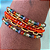 Pulseira 5 Voltas laranja, azul celeste, verde claro e roxo com Corrente Dourada 888P - Imagem 2