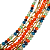 Pulseira 5 Voltas laranja, azul celeste, verde claro e roxo com Corrente Dourada 888P - Imagem 3