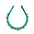 Tiara Bordada de Luxo Feminina Larga Verde com Pedrarias Brancas e Verde T482 - Imagem 3