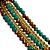 Pulseira de 5 Voltas com Cristais Cobre e Verde Jade e Correntes Douradas 902P - Imagem 2