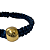 Pulseira Ajustavel de Macramê Azul Marinho com Esfera Orgânica Dourada 907P - Imagem 4