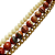 Pulseira 3 Voltas Dourada com Cristais Off-White e Pedra Natural Marrom 933P - Imagem 3