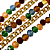 Pulseira 5 Voltas com Cristais Coloridos e Quadrados Dourado - Imagem 2