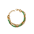 Pulseira 3 Voltas Cristais Turquesa Champagne e Corrente - Imagem 1